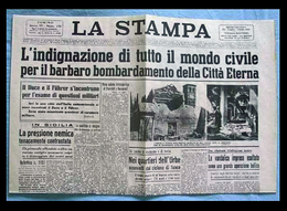 LA STAMPA (Torino) – 21 Luglio 1943 XXI (Roma Bombardata - Sommergibili Italiani Al Largo Di Siracusa) - Italiaans