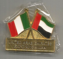 EXPO UNIVERSELLE MILAN 2015,magnet Officiel EMIRATES/ DUBAI. UAE & ITALIAN FLAG, En Métal - Publicitaires