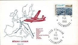 Premier Vol Luxair Luxembourg - Athènes 18.9.1968, Prifix: LX11, 50F Valeur Catalogue:9€ - Briefe U. Dokumente