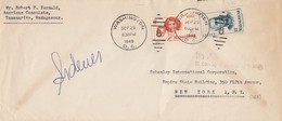 LETTRE. 29 SEPT 1949. ROBERT F.FERNALD, AMERICAN COSULATE, TANANARIVE TO NEW-YORK. WASHINGTON DC8 / 6000 - Brieven En Documenten