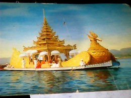 MYANMAR Inle Lake DECORATED BARGE BARCA CON BUDDA BUDBHA  V1966 HJ3379 - Myanmar (Burma)