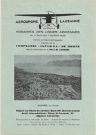 Aviation - Horaires Des Lignes Aériennes - Lausanne-Blécherette - 1939 - Timetables