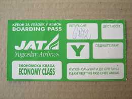 JAT ( Yugoslav Airlines ) / BOARDING PASS - ECONOMY CLASS - Instapkaart