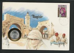 TUNISIA - 5MILIMS 1983 / /  STAMP - COVER - COIN  / / PHILSWISS 1986 - Tunisia