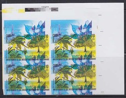 CUBA 2019 Two Trees 4-BLOCK ERROR:messy Print - Non Dentelés, épreuves & Variétés