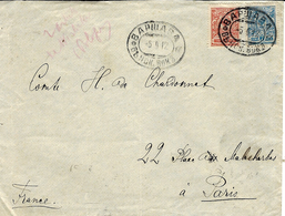 1912- Russian Cover To France - Fr. 7 + 3 Kon -  AMBULANT Cancellation - Lettres & Documents