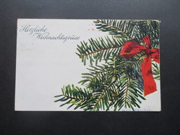Österreich 1920 Künstlerkarte Weihnachtskarte Von Sofie Arnsburg Tannenzweig Mit Schleife / Herzliche Weihnachtsgrüsse - Storia Postale
