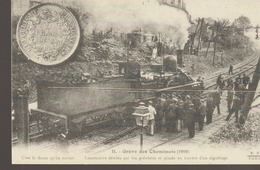 C. P. - GRÉVE DES CHEMINOTS - 1910 - LOCOMOTIVE DÉTELÉE PAR LES GREVISTES ET PLACEE EN TRAVERS D'UN AIGUILLAGE - REPRODU - Strikes