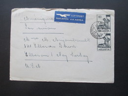 Schweiz 1941 Verwendet 1952 Historische Darstellungen Nr. 380 Als Senkrechtes Paar Auf Luftpostbrief In Die USA - Storia Postale