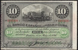 Cuba 10 Pesos 1896 VF+ P-49d Banknote - Cuba