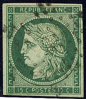 No 2c, Vert Très Foncé, Obl étoile. - TB. - R - 1849-1850 Ceres