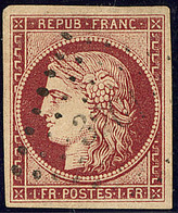 No 6b, Carmin Foncé, Obl Pc, Jolie Pièce. - TB. - R - 1849-1850 Cérès