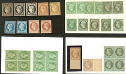 * Lot. 1849-1862, Ex * Ou (*), Nuances Diverses, Trois Paire Et Trois Bloc De Quatre, Tous états - 1849-1850 Ceres