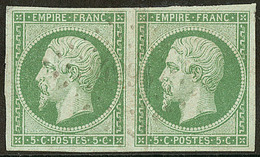 No 12, Paire (un Ex Pli) Obl Pc 4295 St Sauveur Sur Tinée. - TB - 1853-1860 Napoléon III