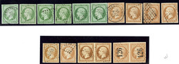 Nos 12 (6), 13B (10 Dont Deux Paire), Nuances Et Obl, Ex Choisis. - TB - 1853-1860 Napoléon III.