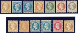 (*) Nos 21, 22(2), 23, 25 à 27A, 28A, 28B, 29A, 29B, 32, 13B. - TB - 1862 Napoleon III