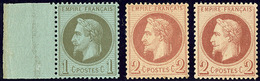 ** Nos 25 Bdf, 26A, 26B, Très Frais. - TB - 1863-1870 Napoleon III Gelauwerd