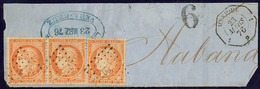 No 38 (paire + Un), Obl Ancre Sur Petit Fragment Avec Cad Octog. "Mexique *". - TB - 1870 Assedio Di Parigi