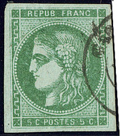 No 42Bb, Vert émeraude Foncé, Obl Cad, Jolie Pièce. - TB. - R - 1870 Emission De Bordeaux