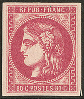 * No 49c, Rose Carminé, Pli En Marge Du Bas Hors Timbre Mais Très Frais Et TB. - R - 1870 Bordeaux Printing