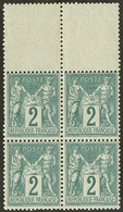 ** No 74, Vert, Bloc De Quatre (deux Ex *) Bdf Interpanneaux. - TB - 1876-1878 Sage (Type I)