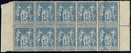 * No 90, Bleu, Bloc De Dix Bdf Dont Deux Ex Def Et 4 Ex Pli. - TB - 1876-1878 Sage (Type I)