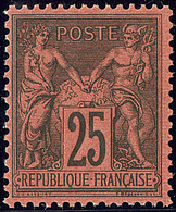 ** No 91, Noir Sur Rouge, Superbe. - R - 1876-1878 Sage (Type I)