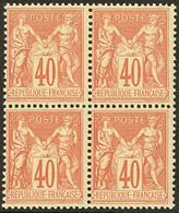 ** No 94, Rouge-orange, Bloc De Quatre, Très Frais. - TB - 1876-1878 Sage (Type I)