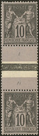 ** Types I Et II Se Tenant. Nos 89f, 103b, Deux Paire Verticale Interpanneaux. - TB - 1876-1878 Sage (Type I)