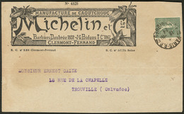 Lettre Semeuse Lignée Type VI. No 130f, Sur Devant D'enveloppe Commerciale "Michelin" 18.10.24. - TB - Other & Unclassified