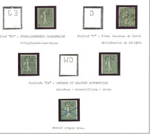 Semeuse Lignée Type VI. Perforés. No 130f, Cinq Ex Perfos Diverses. - TB - Autres & Non Classés