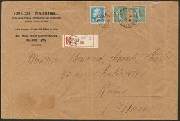 Lettre Semeuse Lignée Type VI. Perforés. Nos 130f (2) + 177 De Roulette, Perforés "CN" Sur Enveloppe Commerciale "Crédit - Autres & Non Classés