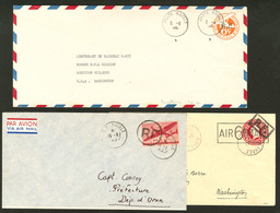 Lettre Aéronavale. No 17, 6cents Rouge US, Entier 6cts Orange, Sur 3 Enveloppes Dont 2 Pour Washington. - TB - Militärische Luftpost