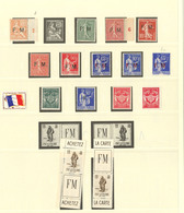 ** Collection. 1901-1964, Valeurs Diverses Dont FM Pour Colis N°15 Bloc De Quatre Tête Bêche, Six Bande De Quatre Cdf Av - Timbres De Franchise Militaire