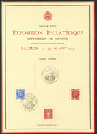 Lettre Saumur. Nos 1 + 2 + 3 (sans Surcharge) Sur Document De La 1ere Exposition Officielle En Anjou. - TB - Libération