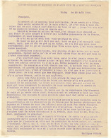 Lettre Retranscription Dactylographiée, D'époque De L'ultime Message Du Mal Pétain Vichy, 20.8.44. - TB - Non Classés