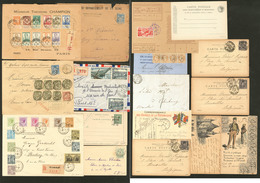 Lettre 1870-1925, 8 Enveloppes Et 9 CP Ou CL, Affts, Obl Et Destinations Diverses, Tous états - Verzamelingen