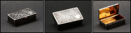 Boîte En Argent à Fin Décor Sur L'ensemble, Marquée "Kackabc" Sur Couvercle, Intérieur Vermeil, Poinçons, 52x32x18mm. -  - Stamp Boxes