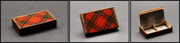Boîte Mauchline Rectangulaire, Marquée "Clan Stuart", 2 Comp., 55x32x10mm. - TB - Stamp Boxes