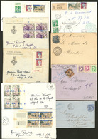 Lettre Lot. 1876-1962, 2 Plis Afft Sage, 1 Enveloppe Taxée 1944 Et 6 Enveloppes Afft Timbres Surchargés "EA". - TB Ou B - Other & Unclassified