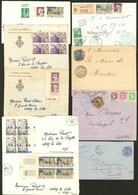 Lettre Lot. 1876-1962, 2 Plis Afft Sage, 1 Enveloppe Taxée 1944 Et 6 Enveloppes Afft Timbres Surchargés "EA". - TB Ou B - Autres & Non Classés