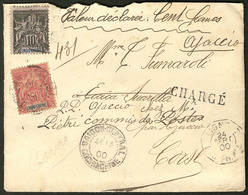 Lettre Nos 7 + 13, Obl Saïgon Sept 1900 Sur Enveloppe En VD Pour La Corse. - TB - Other & Unclassified