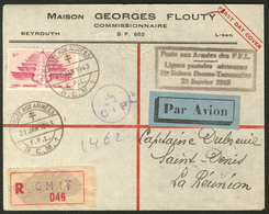 Lettre Poste Aérienne. 1ere Liaison Postale Aérienne Damas-Tananarive 22 Janvier 1943. No 5 Sur Enveloppe Recom-mandée P - Sonstige & Ohne Zuordnung