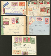 Lettre Lot. 1934-1944, 5 Enveloppes Affts Divers. - TB Ou B - Autres & Non Classés