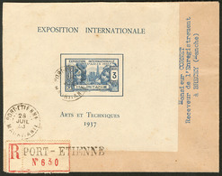 Lettre Bloc-feuillet Exposition 1937. No 1, Obl Port-Etienne Juil 38 Sur Enveloppe Recomm. Pour La France. - TB - Other & Unclassified