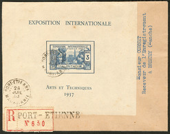Lettre Bloc-feuillet Exposition 1937. No 1, Obl Port-Etienne Juil 38 Sur Enveloppe Recomm. Pour La France. - TB - Autres & Non Classés