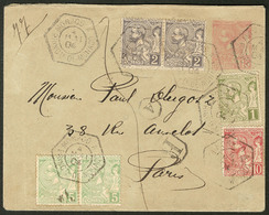 Lettre Nos 11 + 12 Paire + 22 Paire + 23 Sur Enveloppe Entier 15c Rose, Obl Cad Hexagonal De Mai 1904. - TB - Autres & Non Classés