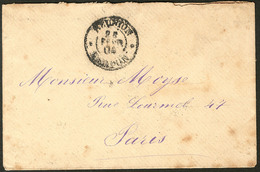 Lettre Nos 32 Bande De Trois + 34 Bande De Trois, Obl "Tampon Réunion" Fév. 1904, Au Verso D'une Enveloppe Pour Paris. - - Autres & Non Classés