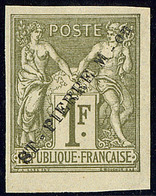 (*) Tillard # 1891-5A. Surcharge "St PIERRE M-on" Sur 1f Olive Type Sage, Bdf, Très Frais. - TB. - R (cote Tillard) - Other & Unclassified