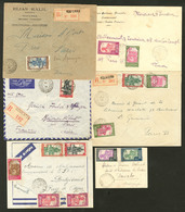 Lettre Lot. 1933-1942, Six Enveloppes Dont Trois Recommandées, Affts Et Destinations Divers. - TB - Other & Unclassified